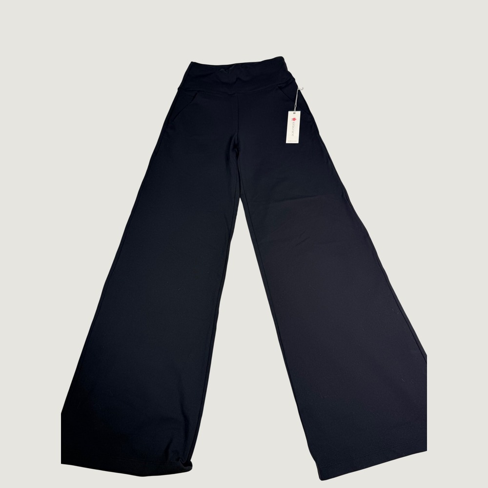 KiraGrace Wide Leg Yoga Pants S Black High Rise Pocket Performance Trousers